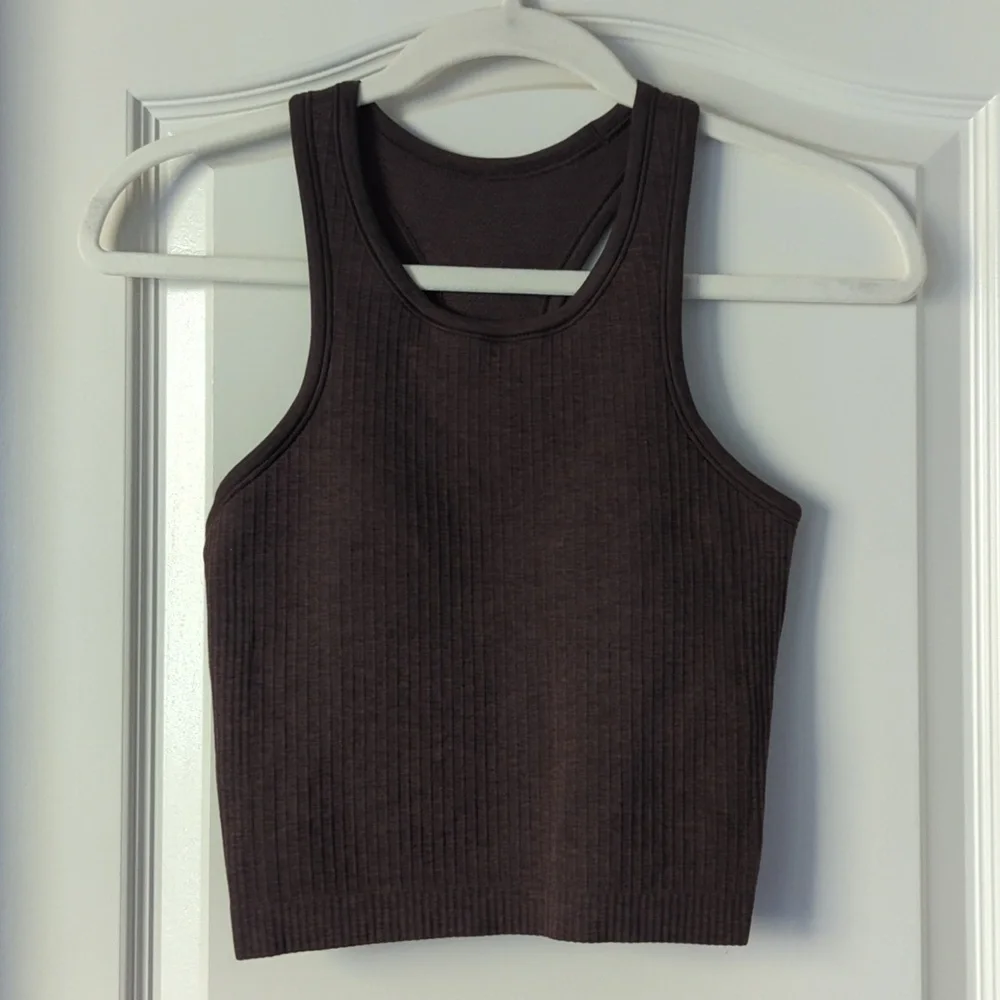 Lululemon Ebb to Street Cropped Racerback Tank Top Espresso - Size 4 - Picture 5 of 9